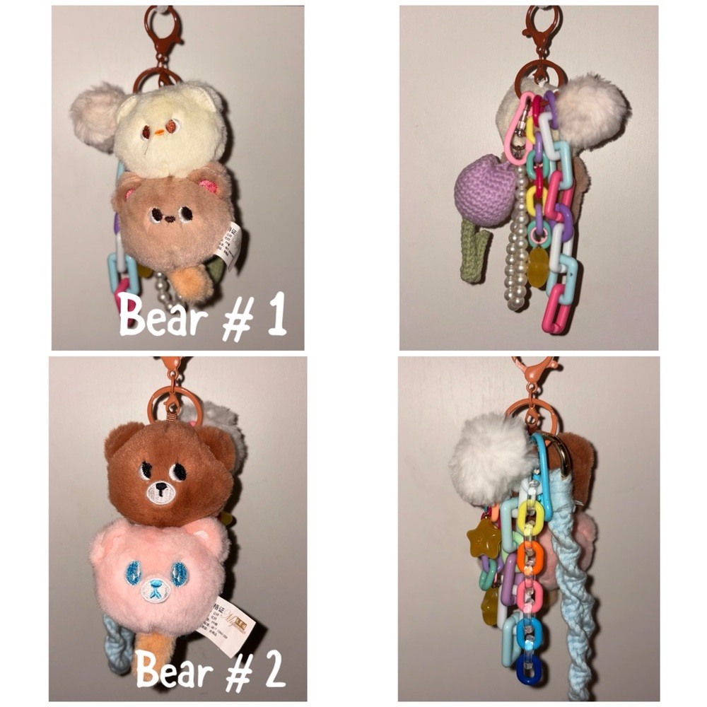 Cute Bear Keychain with Colorful Charms